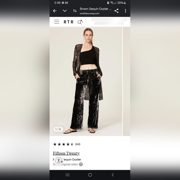 Fifteen Twenty Designer RTR Brown Sequin Duster XL - Picture 4 of 4